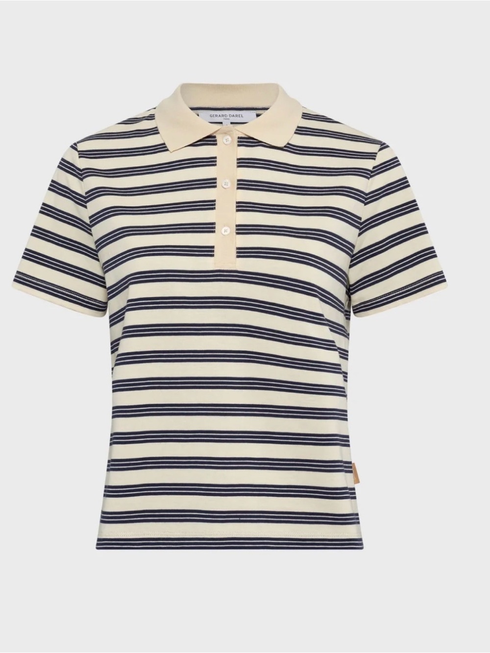 Gerard Darel Womens Cream and Navy Striped Polo Shirt